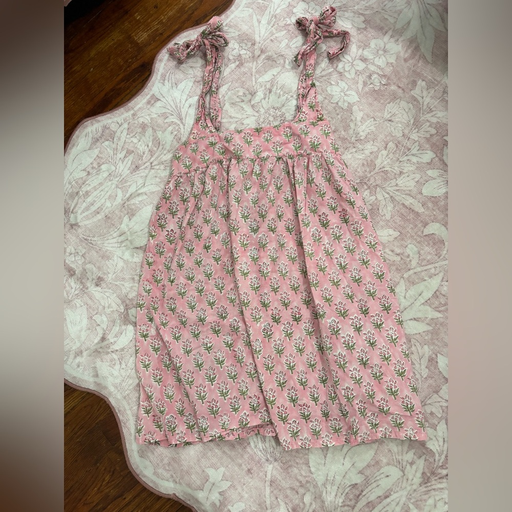 Pink Floral Tie Strap Dress- Darling